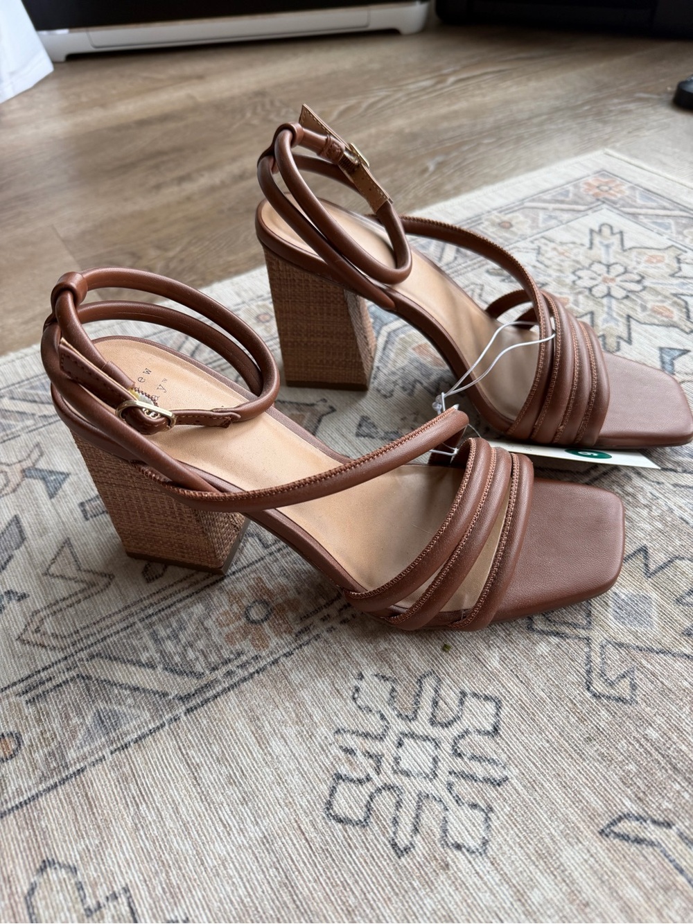 Brown Strappy Block Heel Sandals - Women